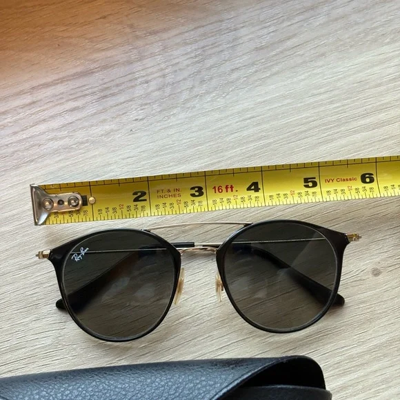 Ray-Ban Black and Gold Women's Sunglasses with Case - Picture 12 of 13